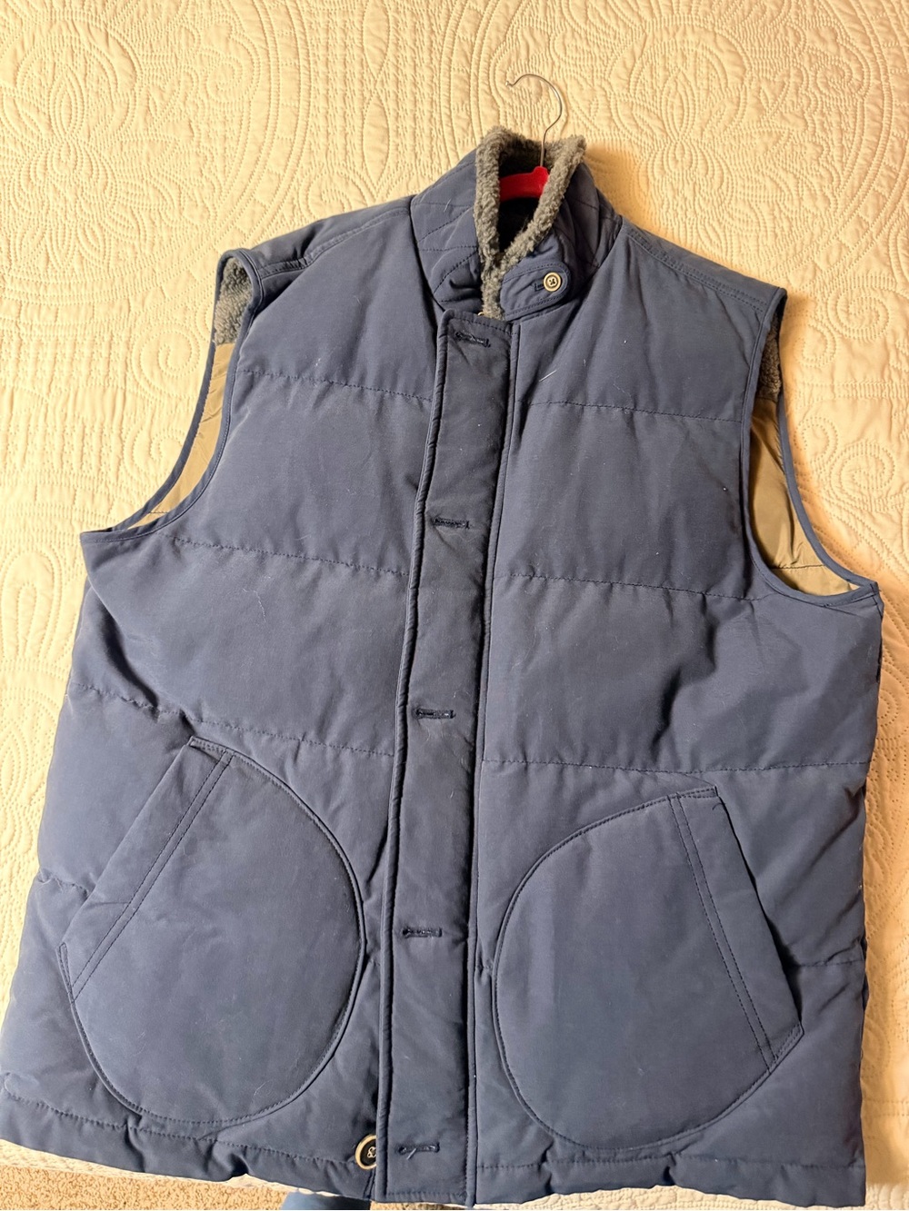 Lucky Brand Navy Quilted Puffer Vest with Cozy Collar